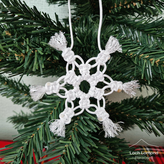 Paracord snowflake Christmas tree decoration