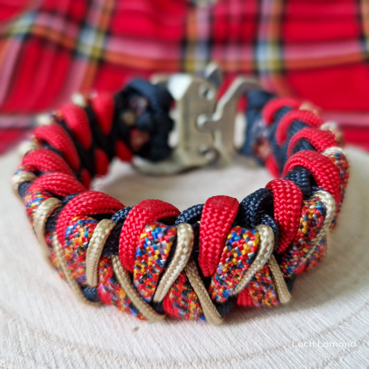Four Strand Modified Stitched Caged Solomon Bracelet - Imperial Red