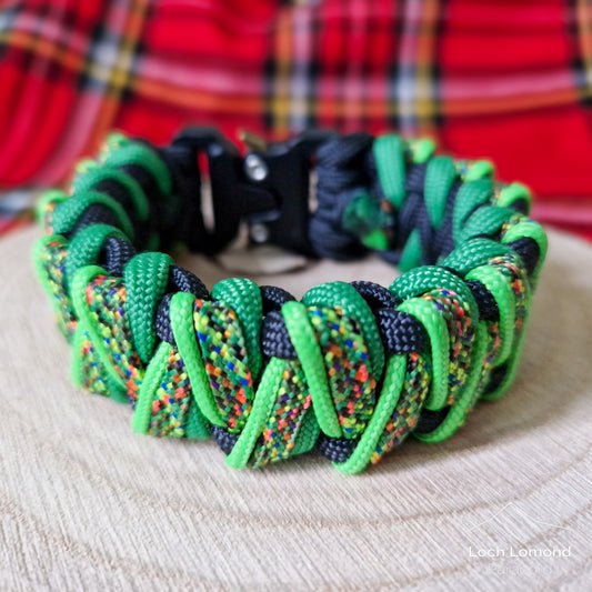 Four Strand Modified Stitched Caged Solomon Bracelet - Green