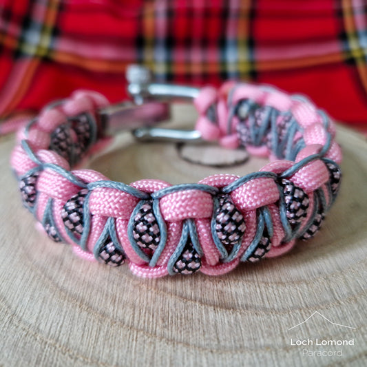 US Paracord Stitched Solomons Dragon Bracelet - Rose Pink