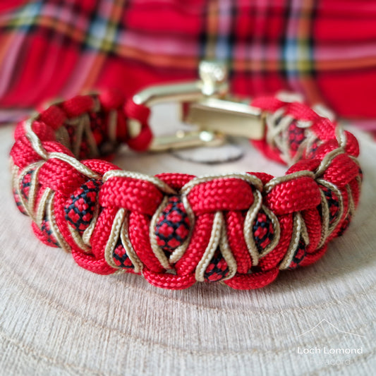 US Paracord Stitched Solomons Dragon Bracelet - Imperial Red